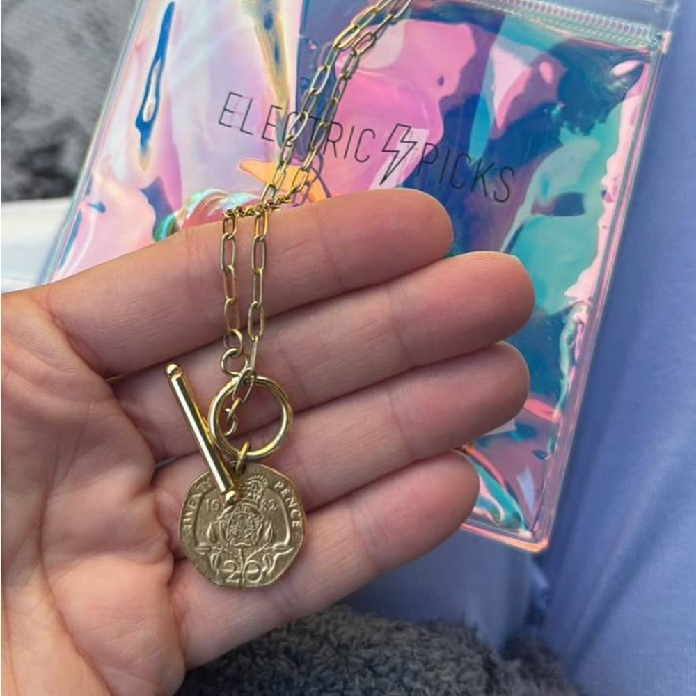 Electric Picks Gold Medallion Necklace